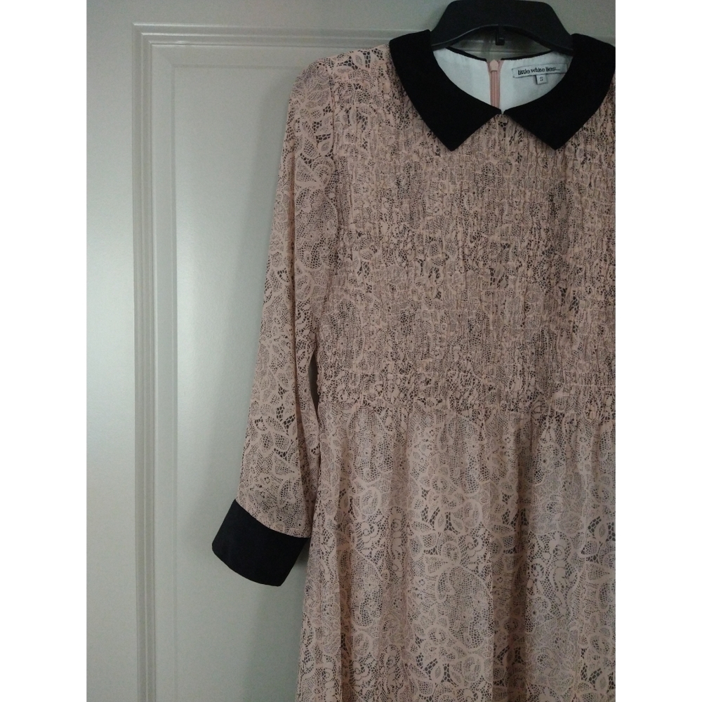 Light Academia Blush Pink Lace Print Dress - S